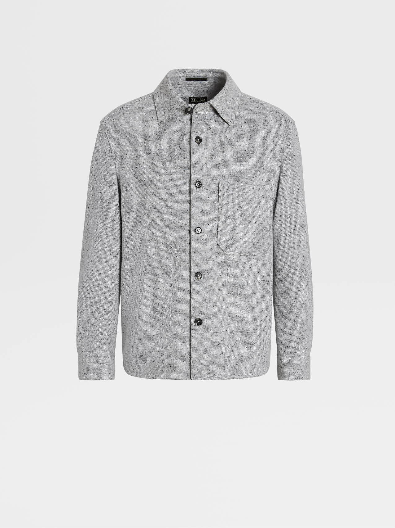 Grey Mélange Wool and Cashmere Blend Overshirt